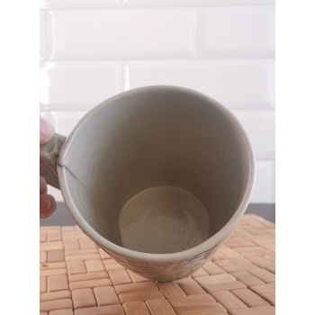 Kubek ceramiczny, szary, paprotka 500ml
