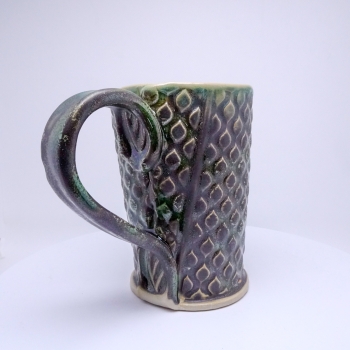 Kubek ceramiczny 380 ml  zielony w łezki1