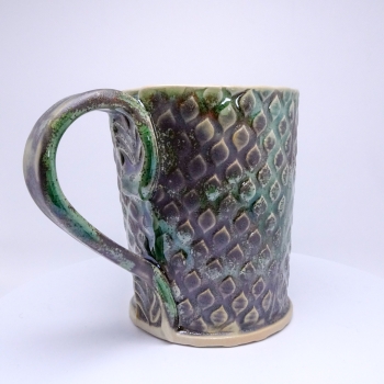Kubek ceramiczny 500 ml zielony w łezki 3