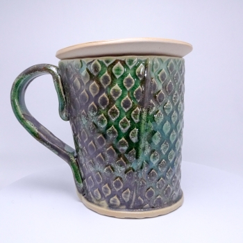 Kubek ceramiczny 500 ml zielony w łezki