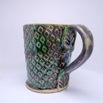 Kubek ceramiczny 500 ml zielony w łezki 4