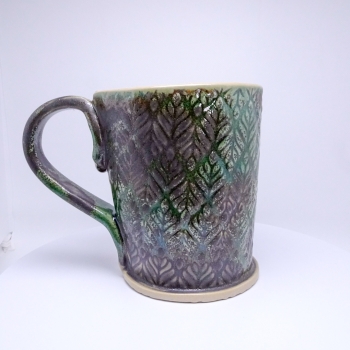 Kubek ceramiczny 500 ml zielony w listki 2
