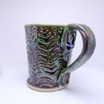 Kubek ceramiczny 500 ml zielony w paprotki 4