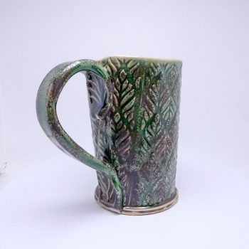 Kubek ceramiczny 380 ml  zielony w listki3