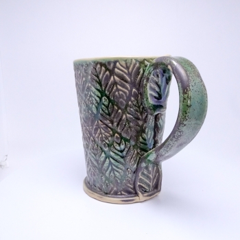 Kubek ceramiczny 380 ml  zielony w listki4