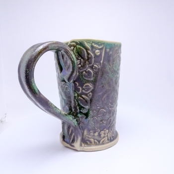 Kubek ceramiczny 380 ml  zielony w róże 3