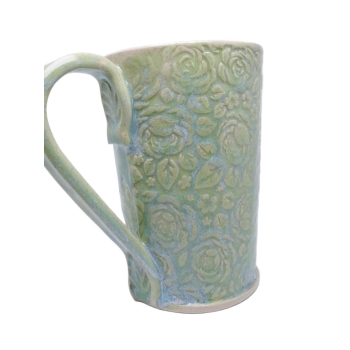 Kubek ceramiczny 800 ml w seledynowy róże 2
