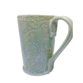 Kubek ceramiczny 800 ml w seledynowy róże 3