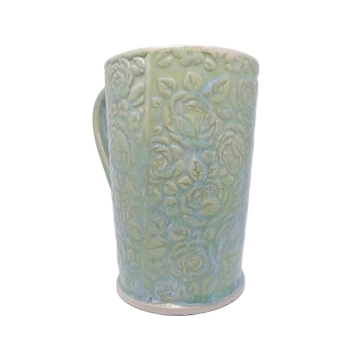 Kubek ceramiczny 800 ml w seledynowy róże 1