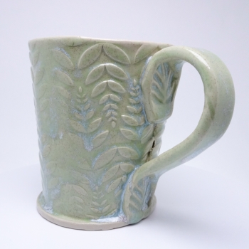 Kubek ceramiczny 500 ml seledynowy w paprotkę