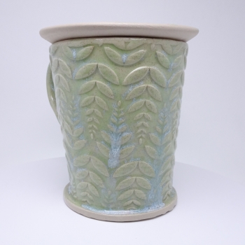 Kubek ceramiczny 500 ml seledynowy w paprotkę 3