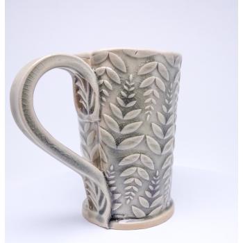 Kubek ceramiczny 380 ml szary w paprotkę 2