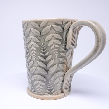 Kubek ceramiczny 380 ml szary w paprotkę
