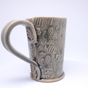 Kubek ceramiczny 380 ml szary w kaktusy 2
