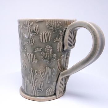 Kubek ceramiczny 380 ml szary w kaktusy 3