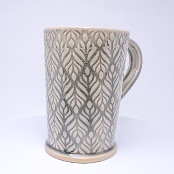 Kubek ceramiczny 380 ml szary w listki 4