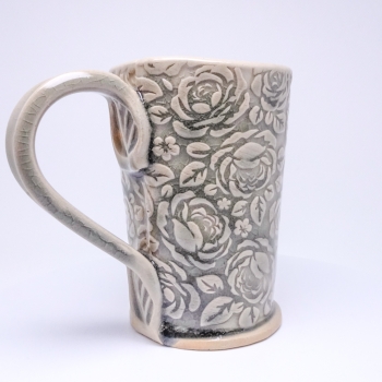 Kubek ceramiczny 380 ml szary w róże 2