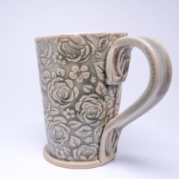 Kubek ceramiczny 380 ml szary w róże 3