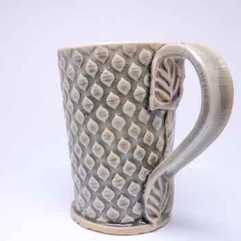 Kubek ceramiczny 380 ml szary w łezki 3
