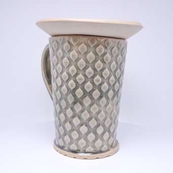 Kubek ceramiczny 380 ml szary w łezki