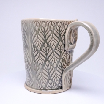 Kubek ceramiczny 500 ml szary w listki 3