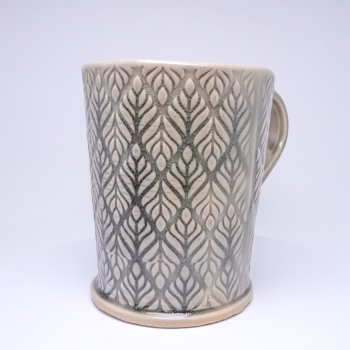 Kubek ceramiczny 500 ml szary w listki 4