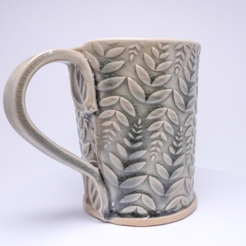 Kubek ceramiczny 500 ml szary w paprotki 2