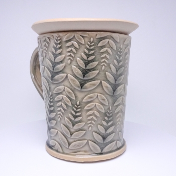 Kubek ceramiczny 500 ml szary w paprotki