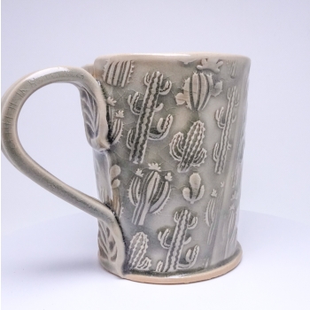 Kubek ceramiczny 500 ml szary w kaktusy 2