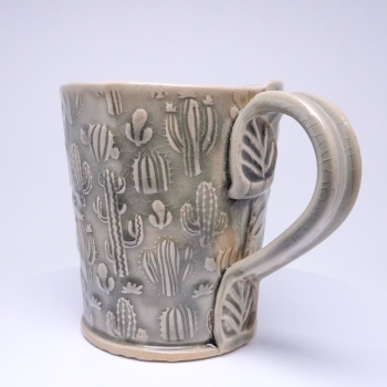 Kubek ceramiczny 500 ml szary w kaktusy 3
