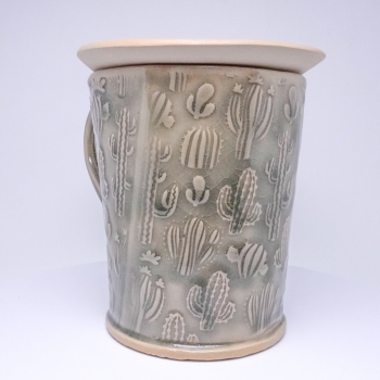 Kubek ceramiczny 500 ml szary w kaktusy
