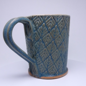 Kubek ceramiczny 500 ml niebieski w listki 2