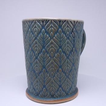 Kubek ceramiczny 500 ml niebieski w listki 4