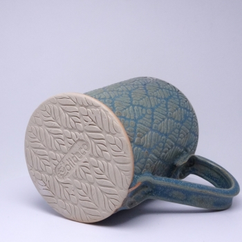 Kubek ceramiczny 500 ml niebieski w listki 5