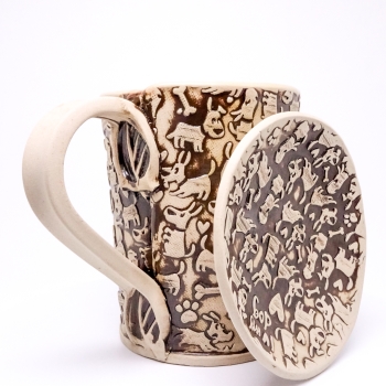 Kubek ceramiczny , czarny, pieski 500ml 1