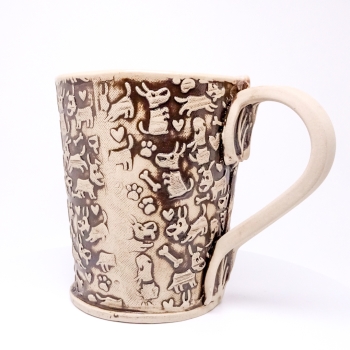 Kubek ceramiczny , czarny, pieski 500ml 2