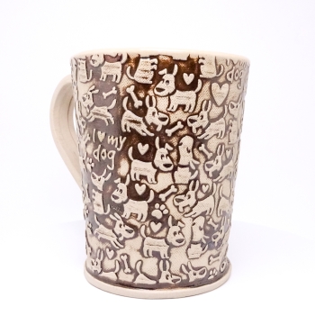Kubek ceramiczny , czarny, pieski 500ml 4