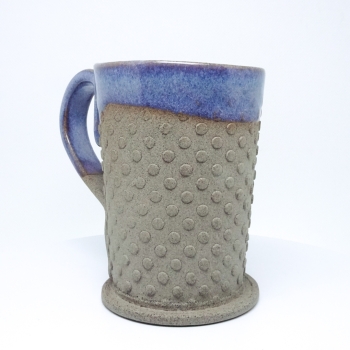 Kubek ceramiczny 380 ml  betonowy w kropki, z niebieskim wnętrzem 4
