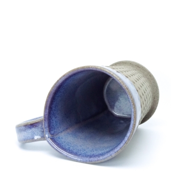 Kubek ceramiczny 380 ml  betonowy w kropki, z niebieskim wnętrzem 6