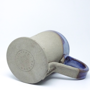 Kubek ceramiczny 380 ml  betonowy z niebieskim wnętrzem 4