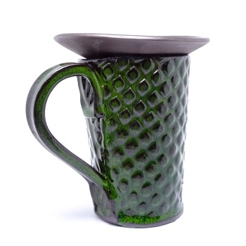 Kubek ceramiczny 380ml zielony w łezki