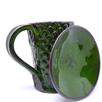 Kubek ceramiczny 380ml zielony w łezki 1