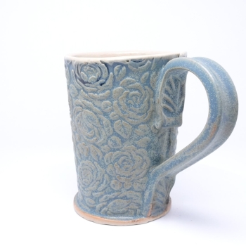 Kubek ceramiczny 380 ml niebieski w róże 2