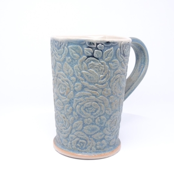 Kubek ceramiczny 380 ml niebieski w róże 4
