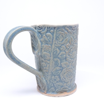 Kubek ceramiczny 380 ml niebieski w róże 3