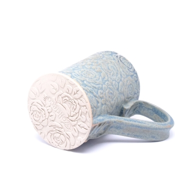 Kubek ceramiczny 380 ml niebieski w róże 5