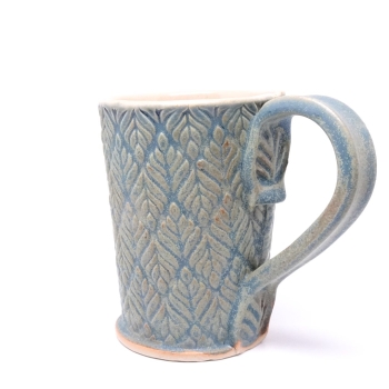 Kubek ceramiczny 380 ml niebieski w listki 2