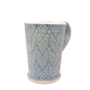 Kubek ceramiczny 380 ml niebieski w listki 3