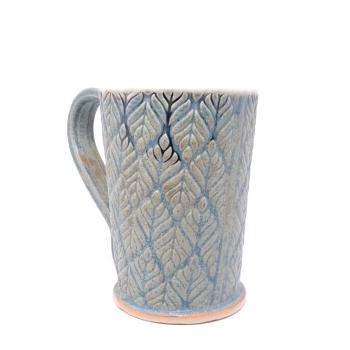 Kubek ceramiczny 380 ml niebieski w listki 4