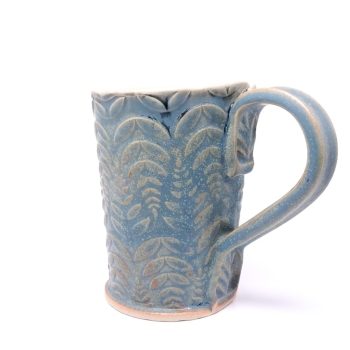 Kubek ceramiczny 380 ml niebieski w paprotki2